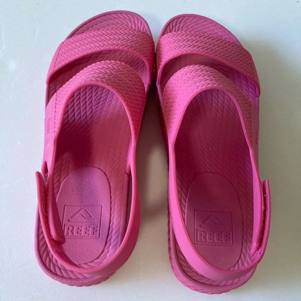 Reef Water Vista Pink Two Strap Platform Sandals Womens 9 PVC Free